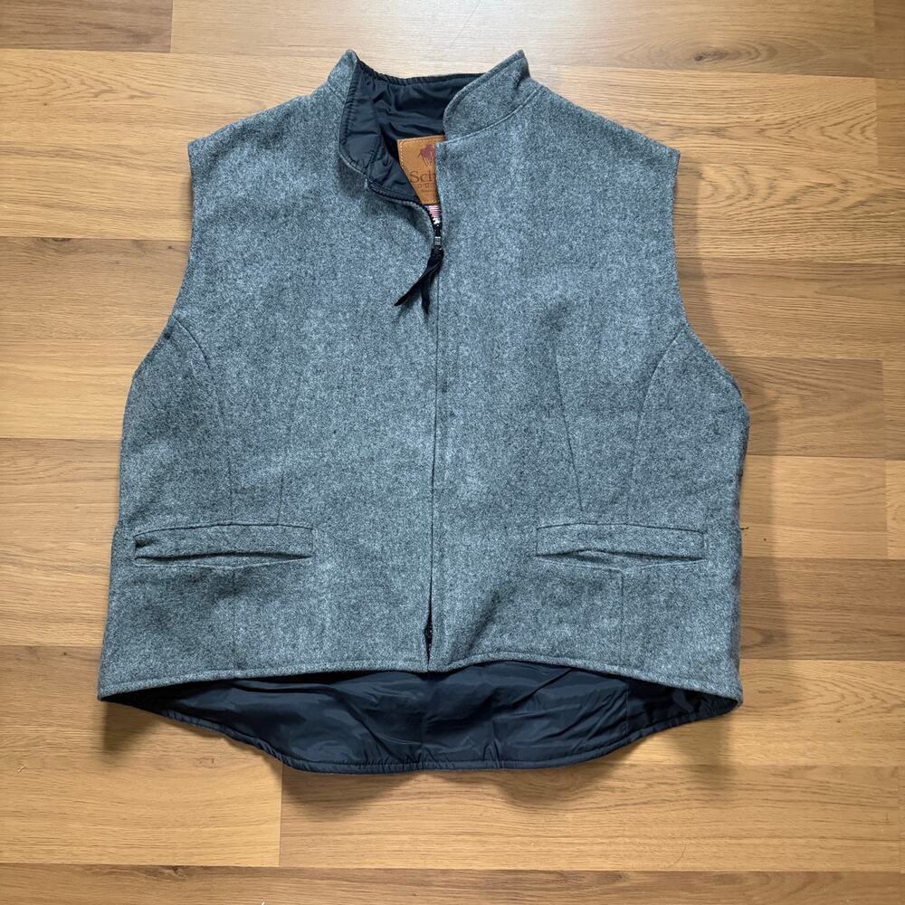Women's Schaefer Outfitter Heather Gray Cheyenne Wool Zip Up Western Vest Sz XL